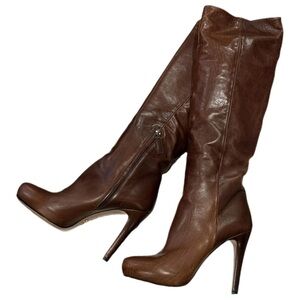 Prada Brown Leather Heeled Boots